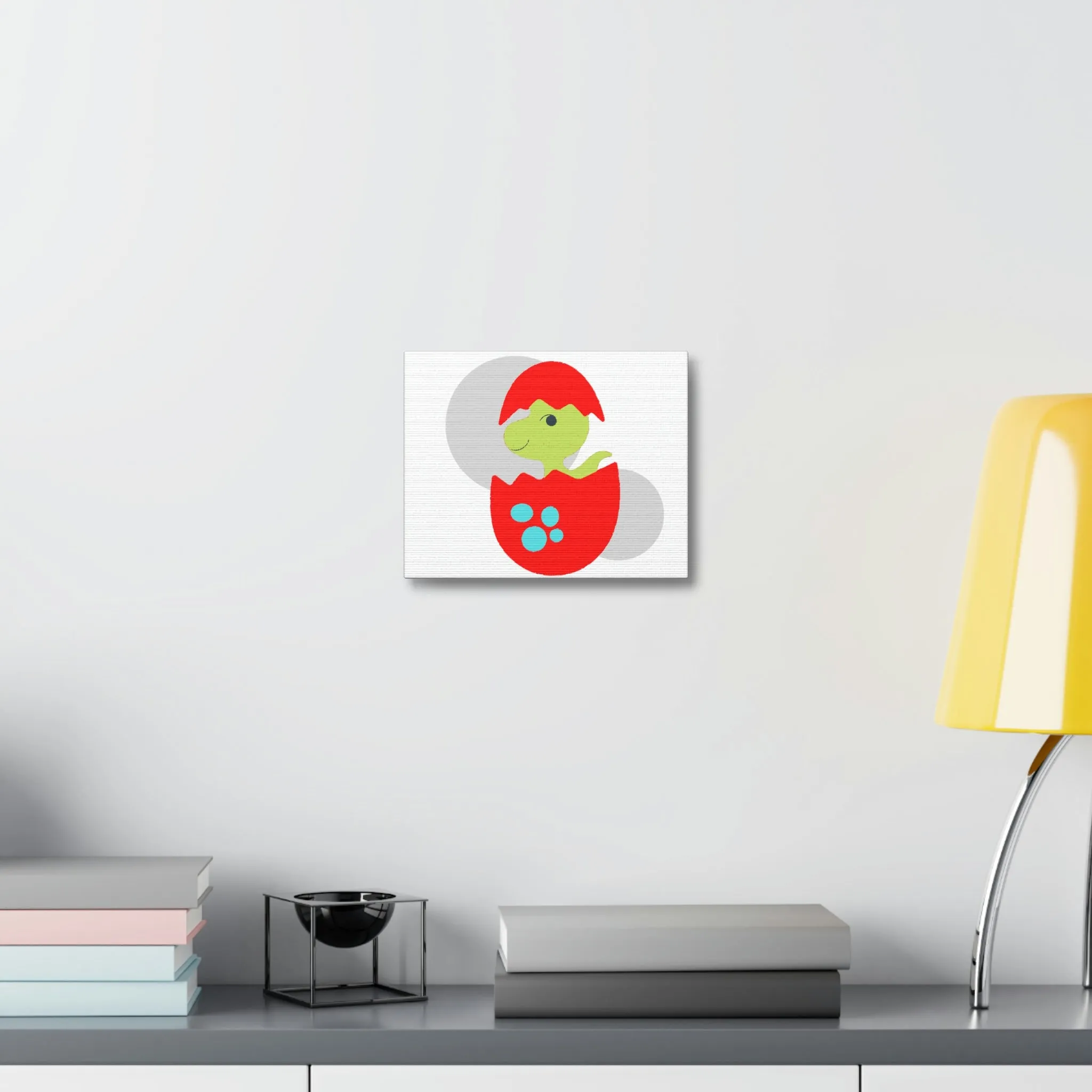 Green and Red Dinosaur Egg Stretched Canvas