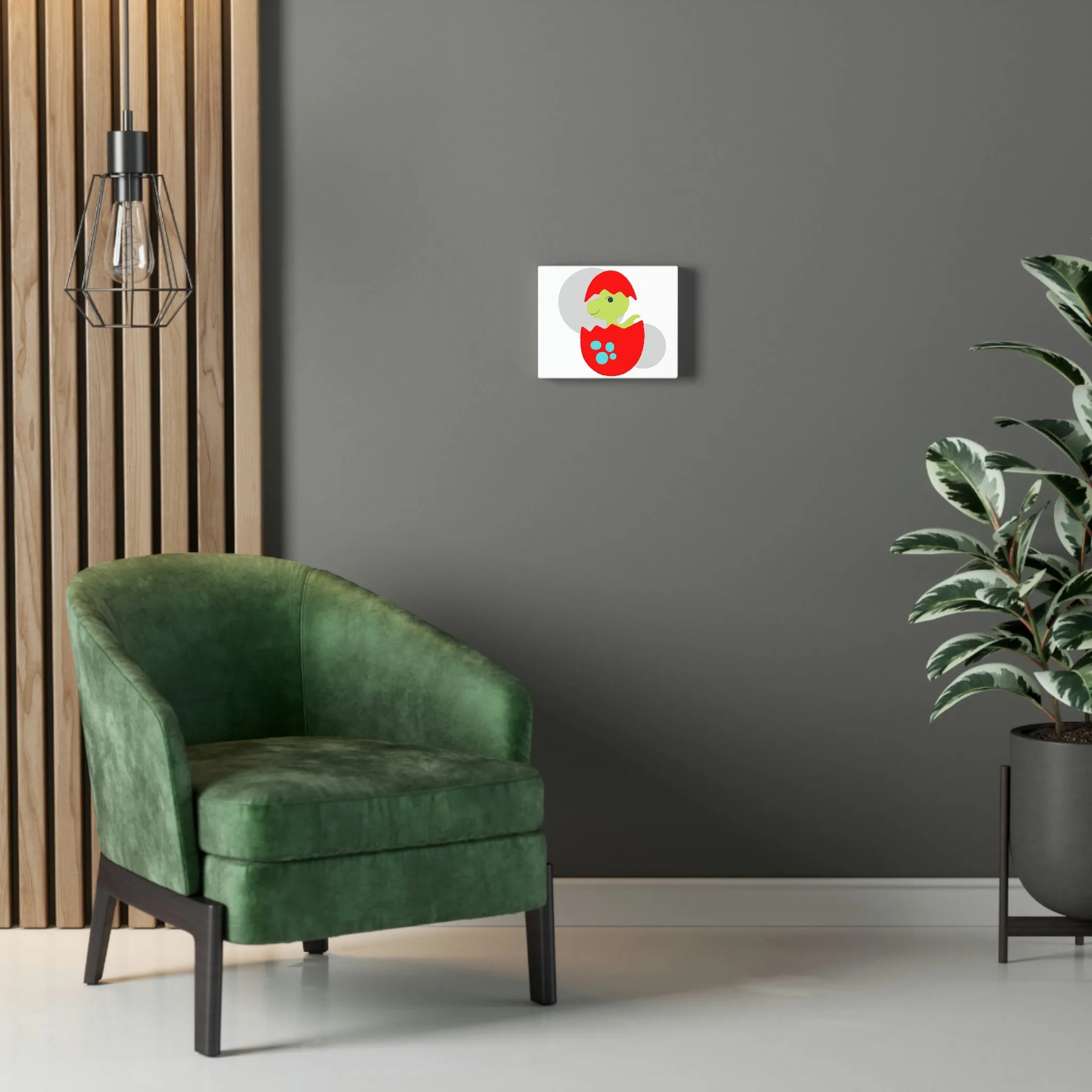Green and Red Dinosaur Egg Stretched Canvas