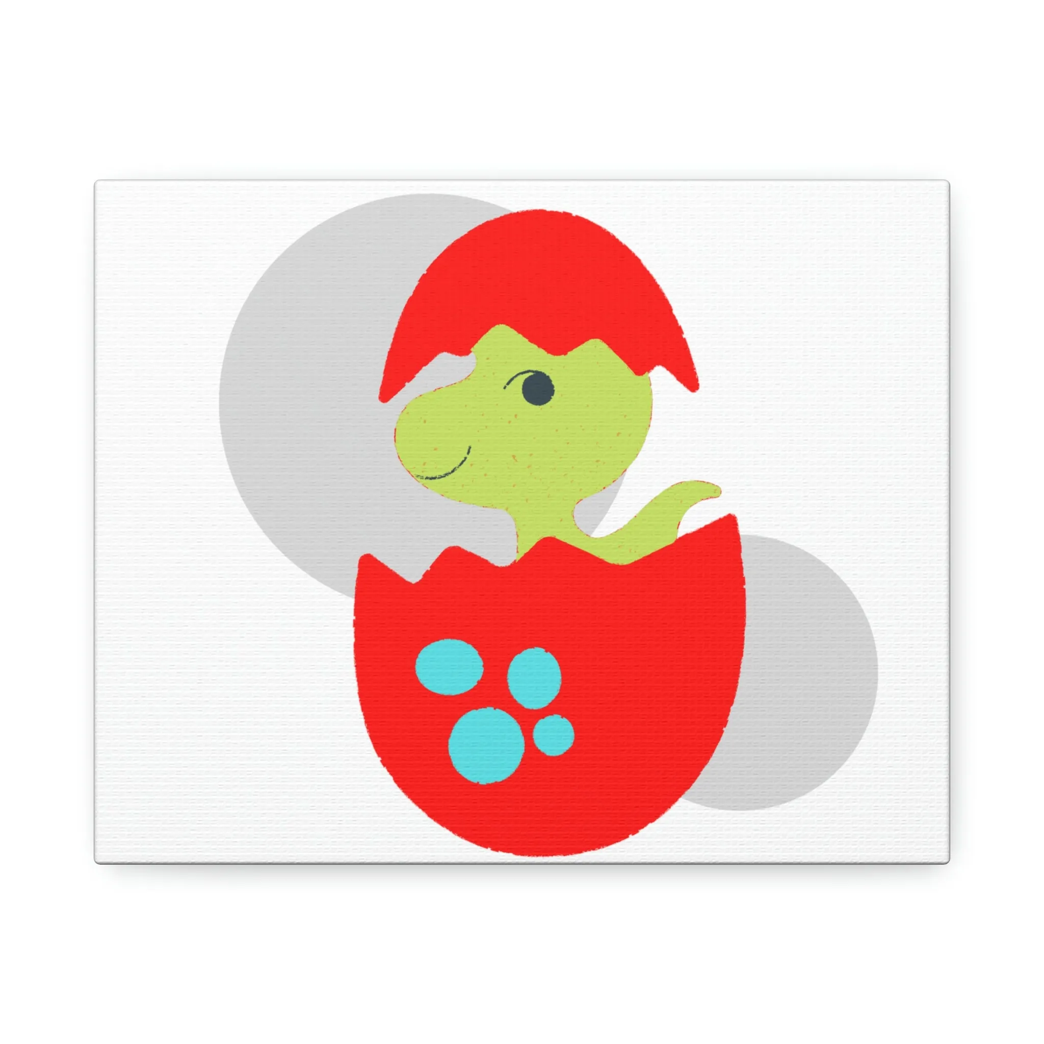 Green and Red Dinosaur Egg Stretched Canvas