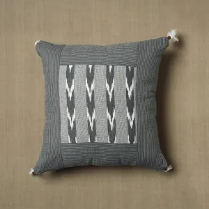 Grey - Kantha Stitch Ikat Cotton Cushion Cover (16 x 16 in) 01