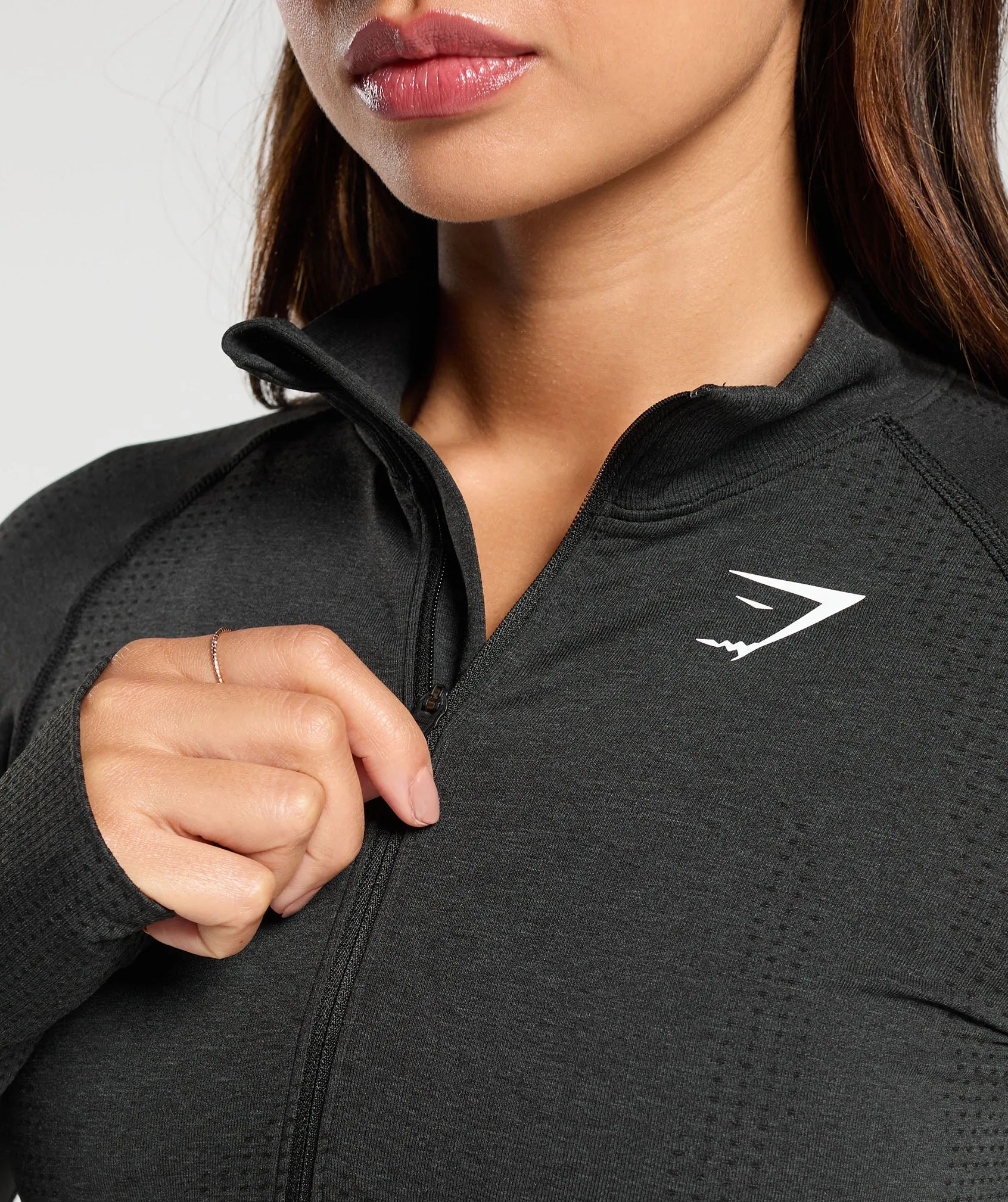 Gymshark Vital Seamless 2.0 1/2 Zip Pullover - Black Marl