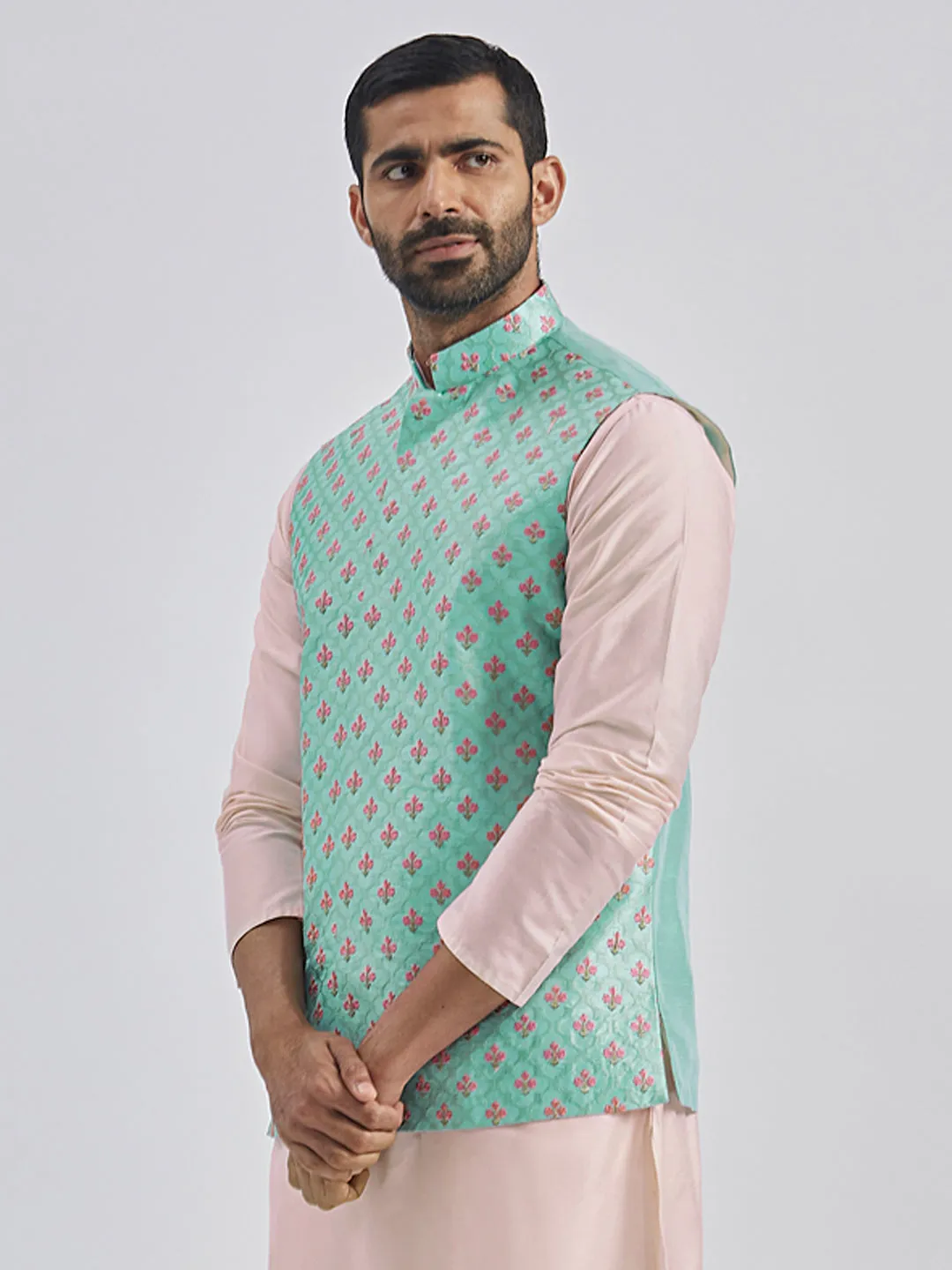 Jashvi Men's Mint Green - Nehru Jacket