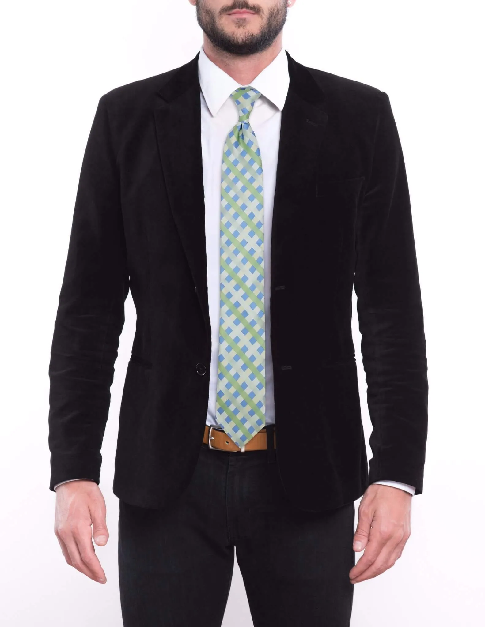 Light Blue and Green Striped Tie