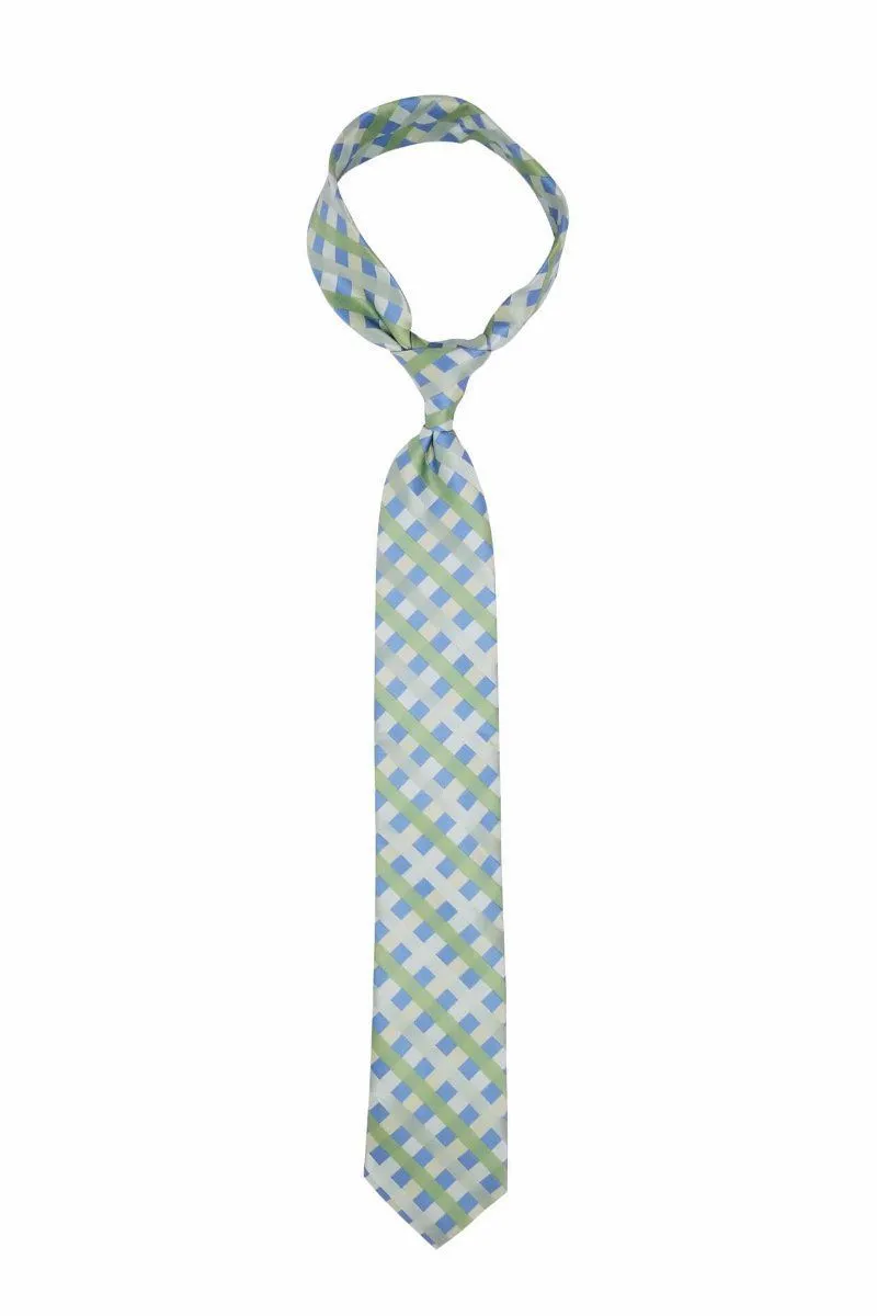 Light Blue and Green Striped Tie