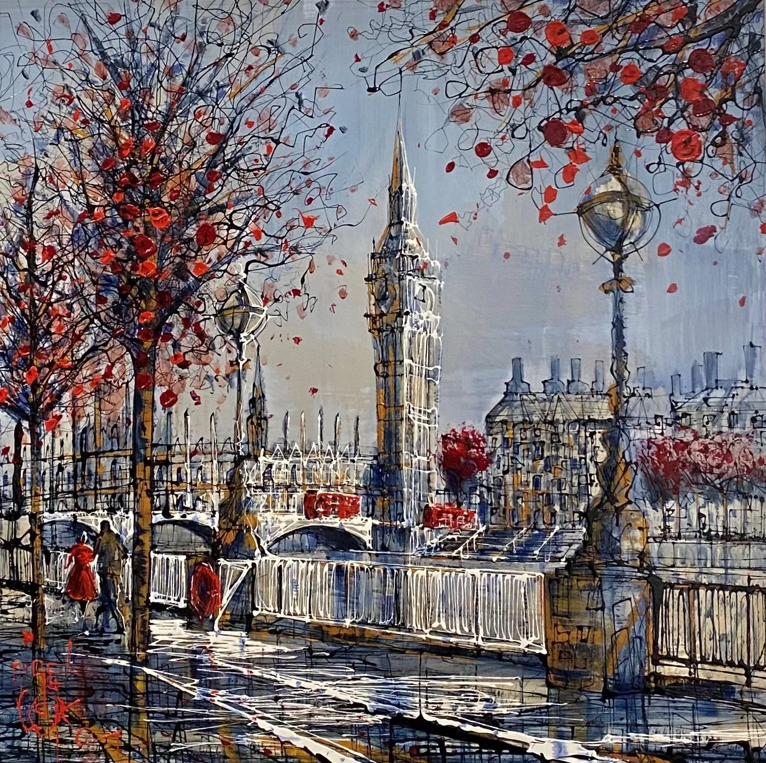 London Stroll Original on Aluminium by Nigel Cooke SOLD