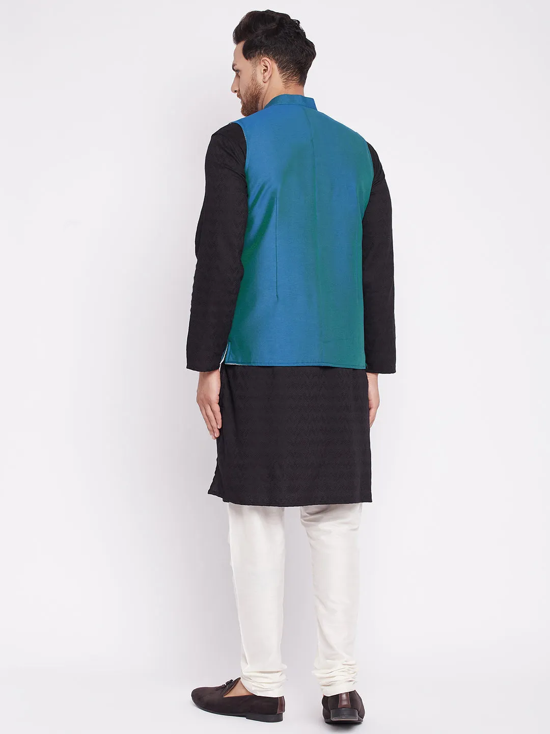 Men's Nehru Jacket With Embroided Insignia Of Lord Krishna -Even Apparels