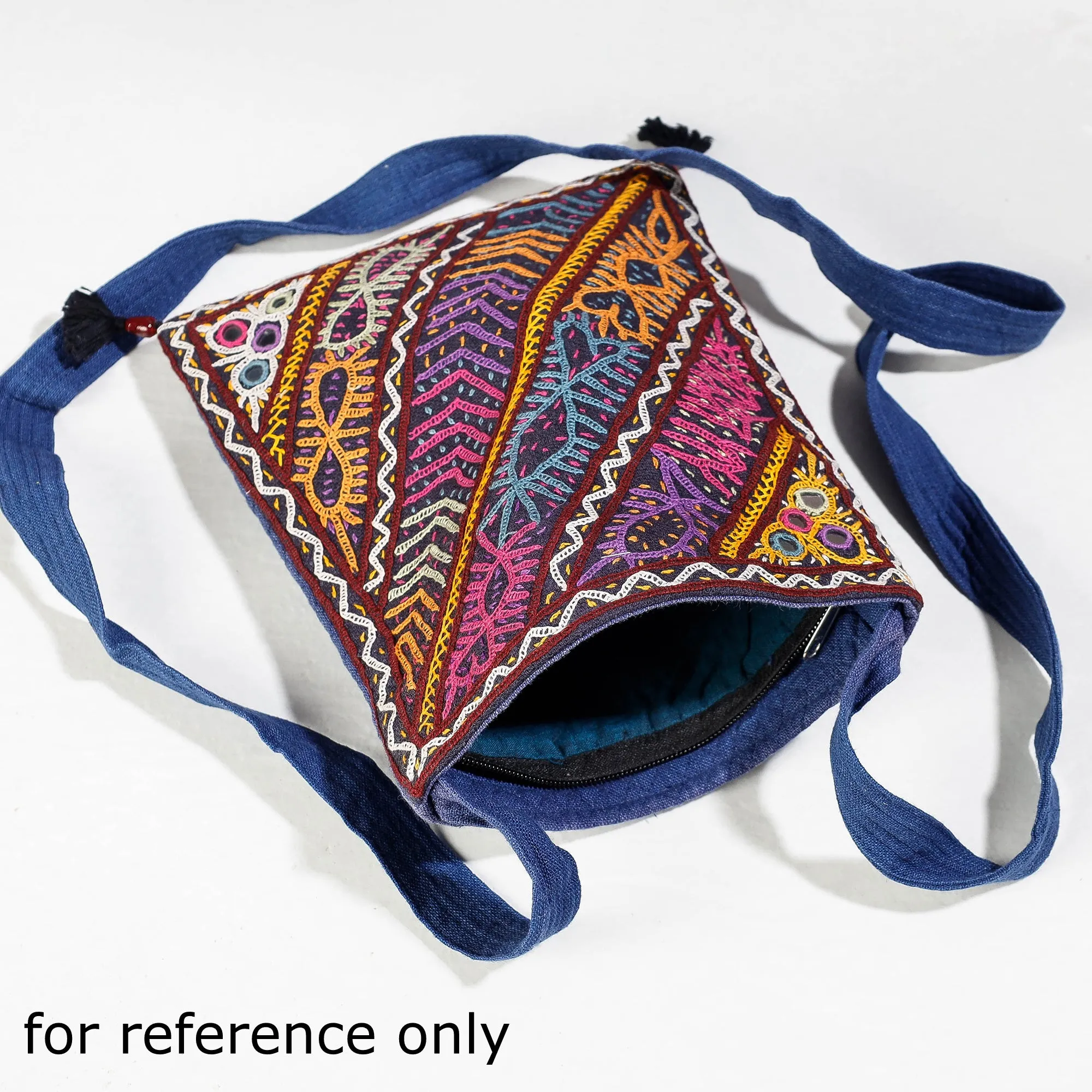 Multicolor - Kutch Rabari Hand Embroidery Mashru Silk Sling Bag