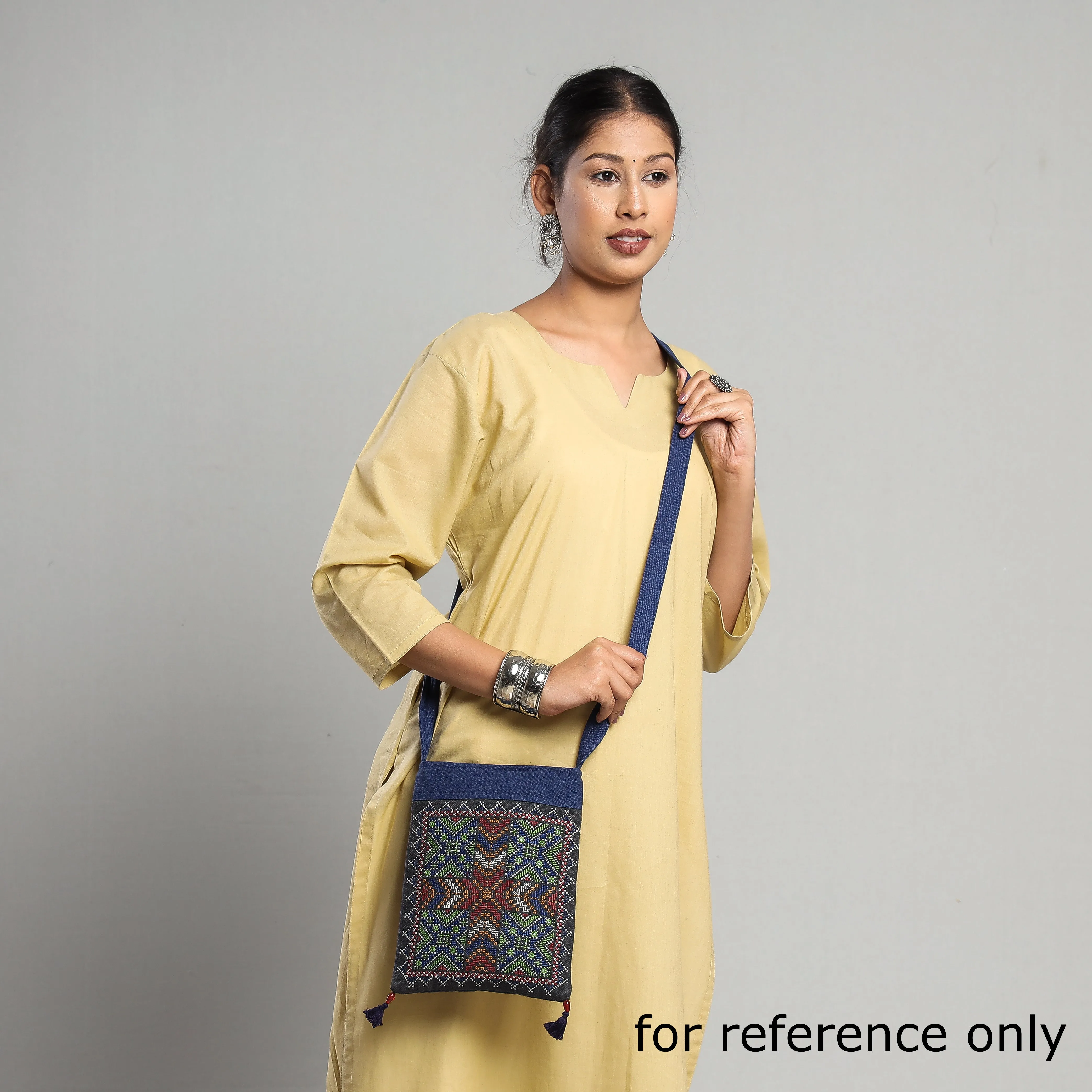 Multicolor - Kutch Rabari Hand Embroidery Mashru Silk Sling Bag