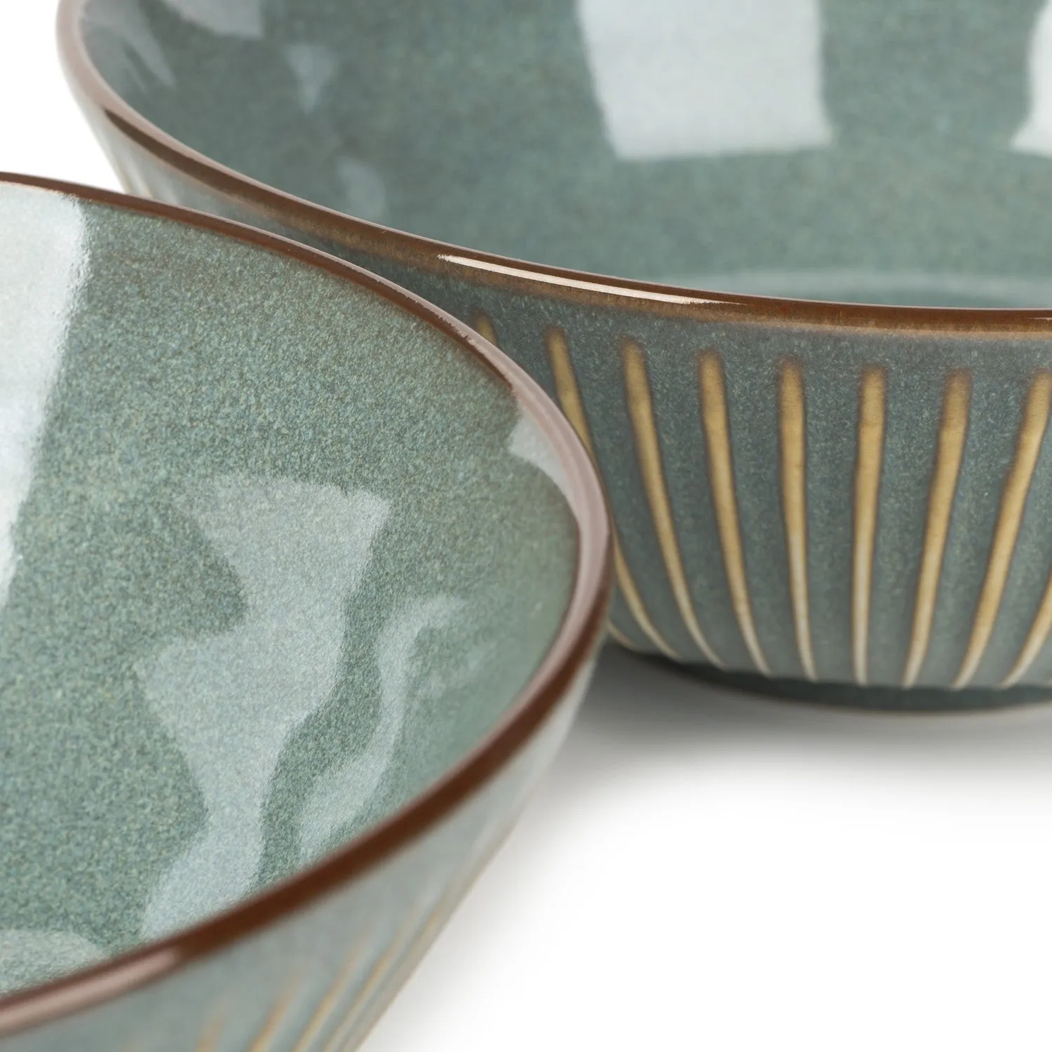 Olive Green Sendan Japanese Noodle Bowl Set
