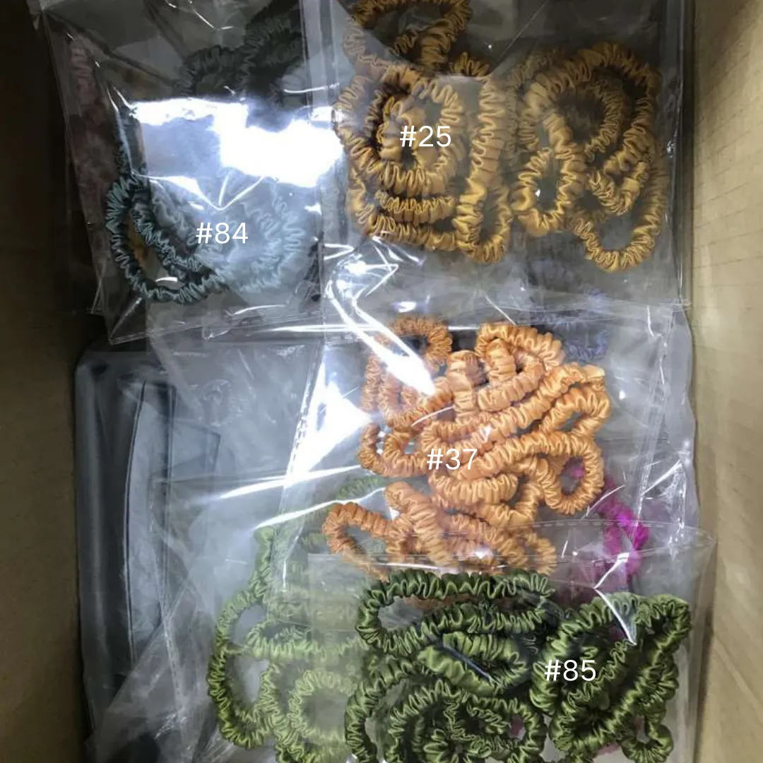 Olive green silk scrunchies mini