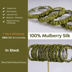 Olive green silk scrunchies mini