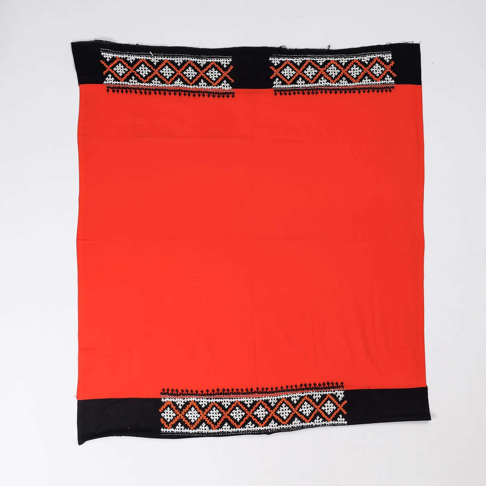 Orange - Bengal Kantha Embroidery Kutch Design Cotton Blouse Piece