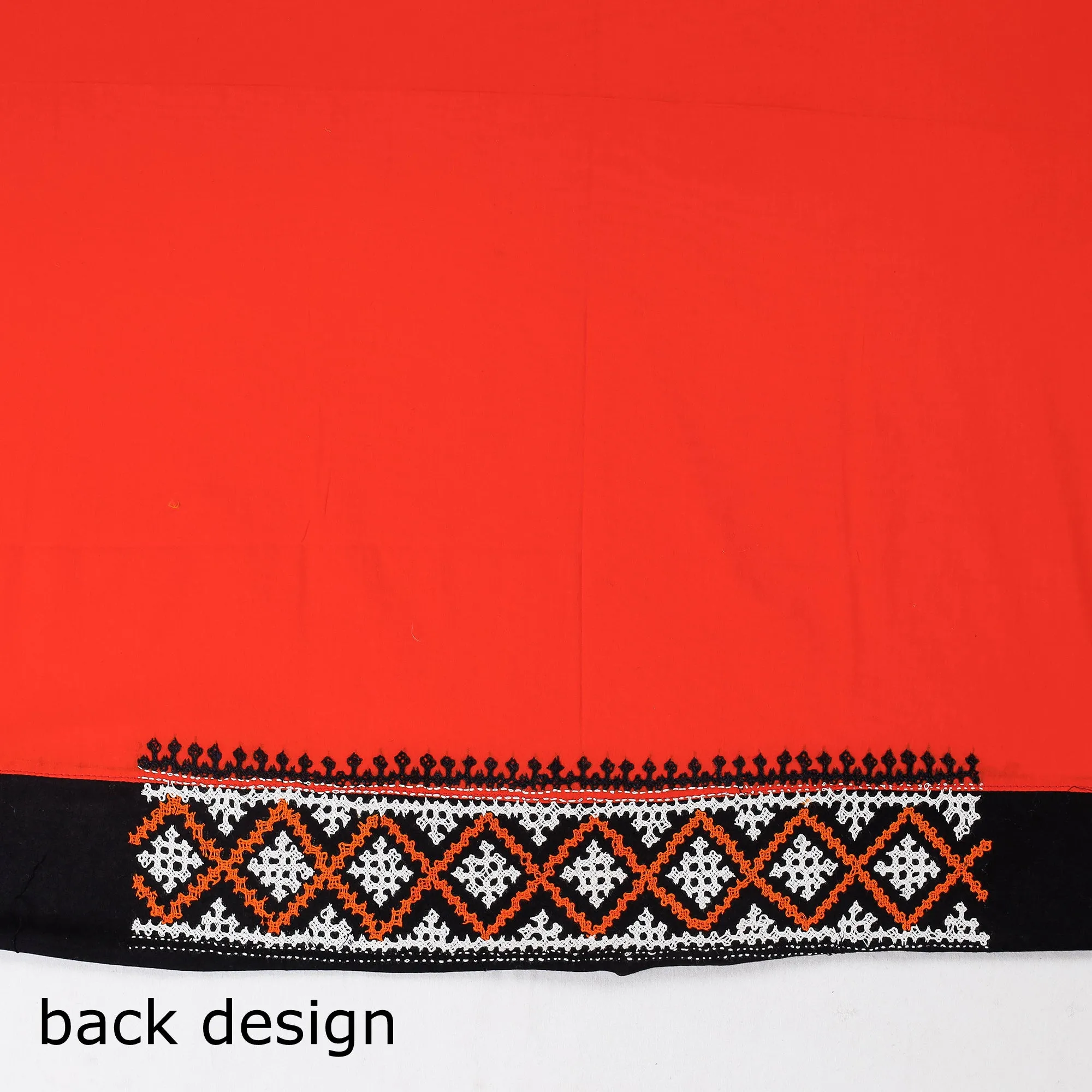 Orange - Bengal Kantha Embroidery Kutch Design Cotton Blouse Piece