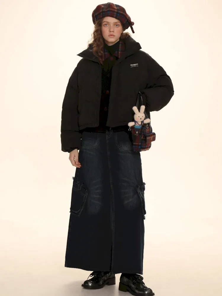 Raw Edge Tabs With Pockets Denim Work Skirt【s0000006002】