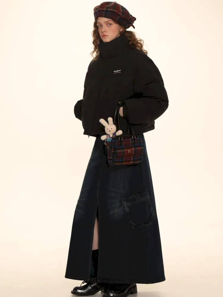 Raw Edge Tabs With Pockets Denim Work Skirt【s0000006002】