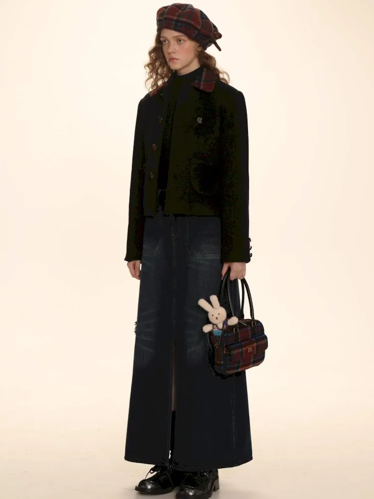 Raw Edge Tabs With Pockets Denim Work Skirt【s0000006002】