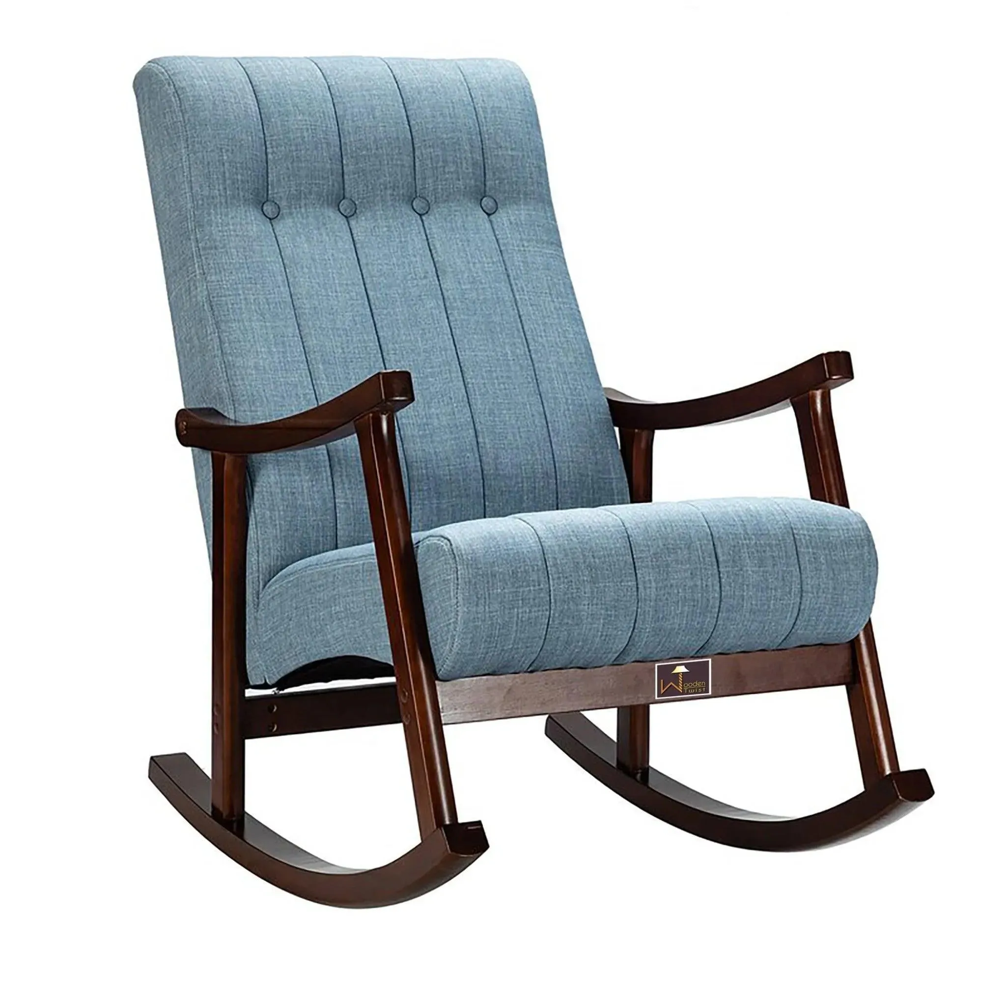 Risco Rocking Chair With Button Tufted Back (Blue)