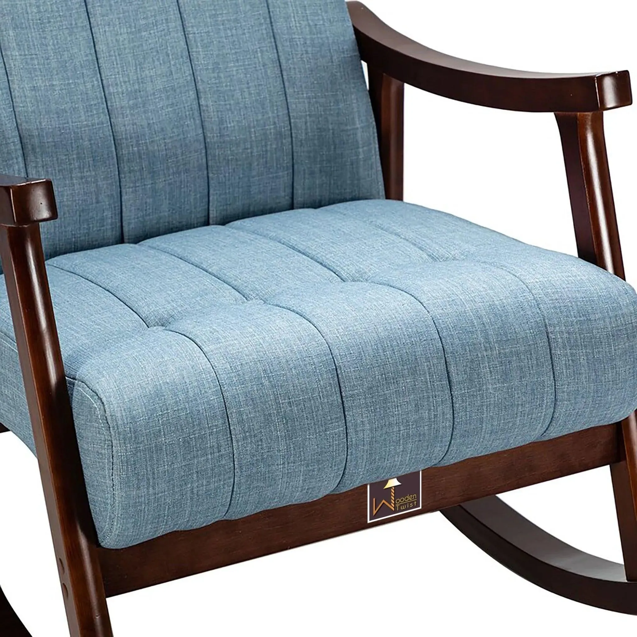Risco Rocking Chair With Button Tufted Back (Blue)