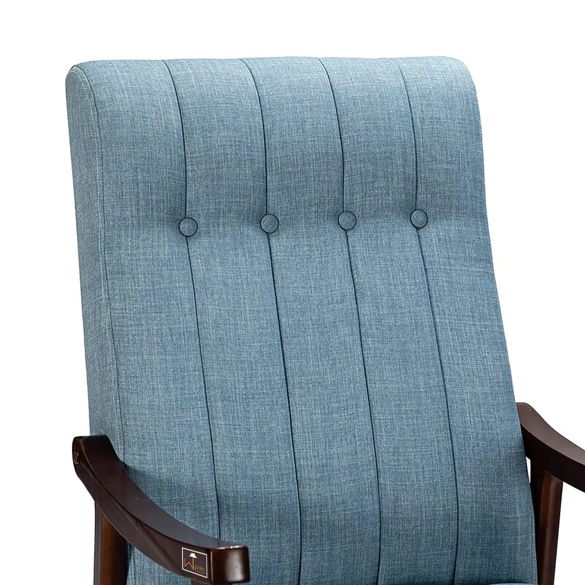 Risco Rocking Chair With Button Tufted Back (Blue)