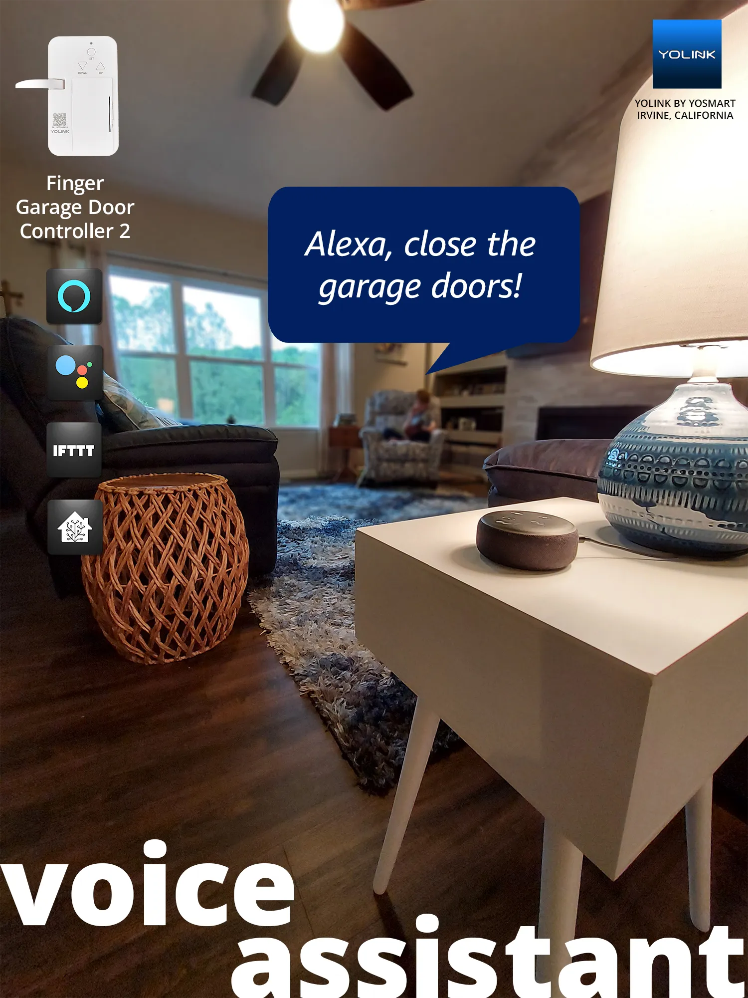 Smart Garage Door Kit 2 - YoLink Finger, Garage Door Sensor, YoLink Hub