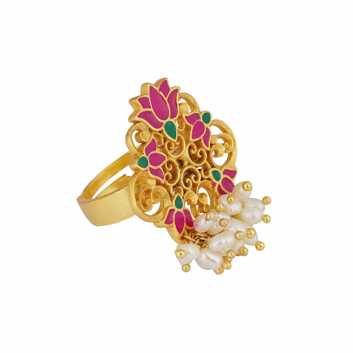 Song of Water Lotus Ring in Pink Enamel