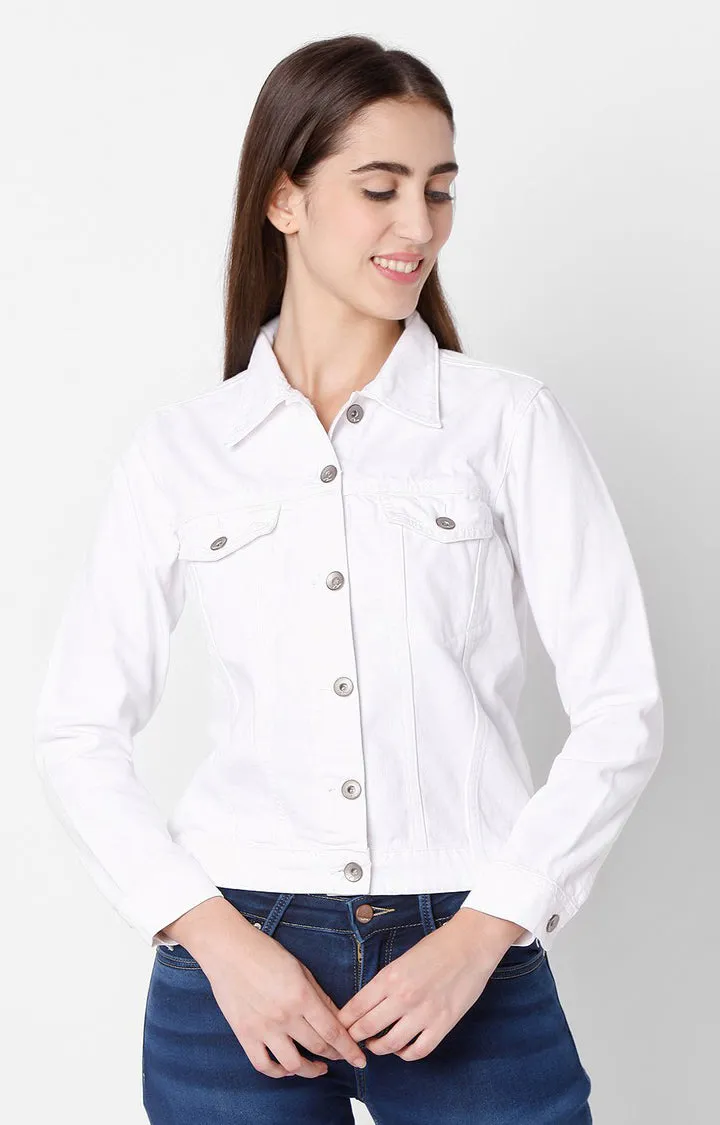 Spykar White Women Trucker Jacket