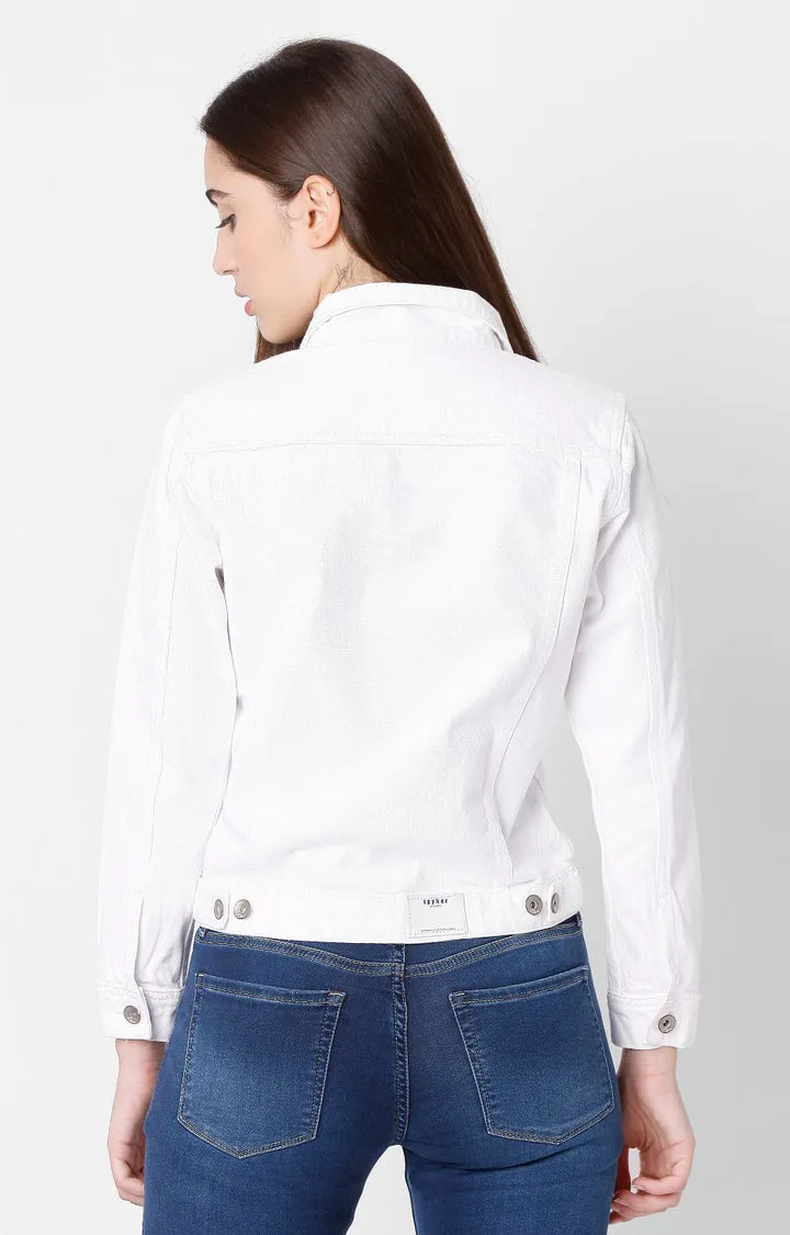 Spykar White Women Trucker Jacket