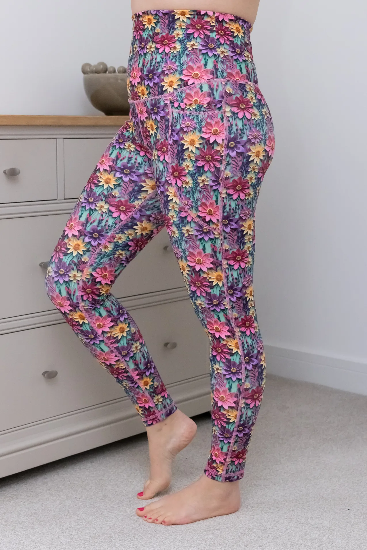 Summer Blossom 2 Pocket Full Length Leggings
