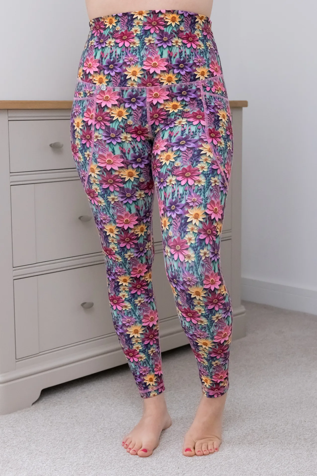 Summer Blossom 2 Pocket Full Length Leggings