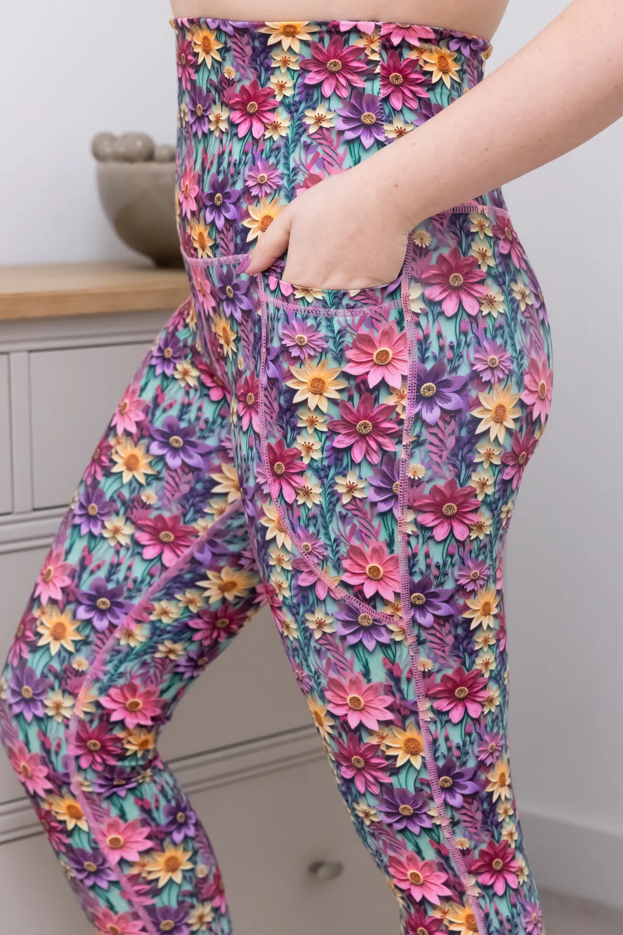 Summer Blossom 2 Pocket Full Length Leggings