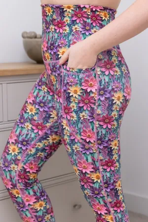 Summer Blossom 2 Pocket Full Length Leggings
