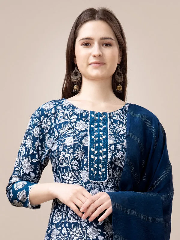 Womens Embroidered & Printed MOrpichh Rayon Kurta Pant Set