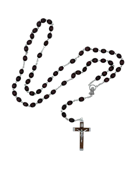 Wooden Rosary with Dark Brown Wooden Crucifix