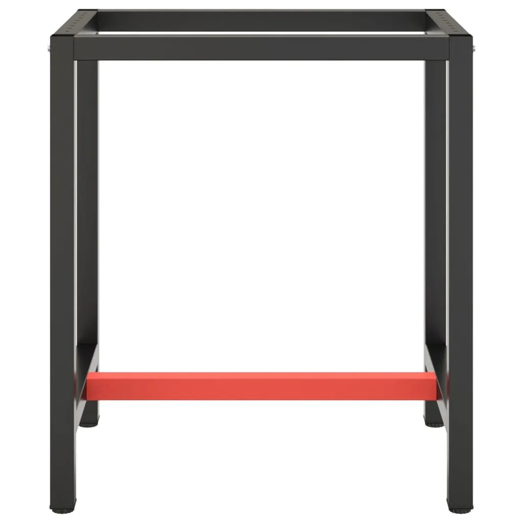 Work Bench Frame Matte Black and Matte Red 70x50x79 cm Metal