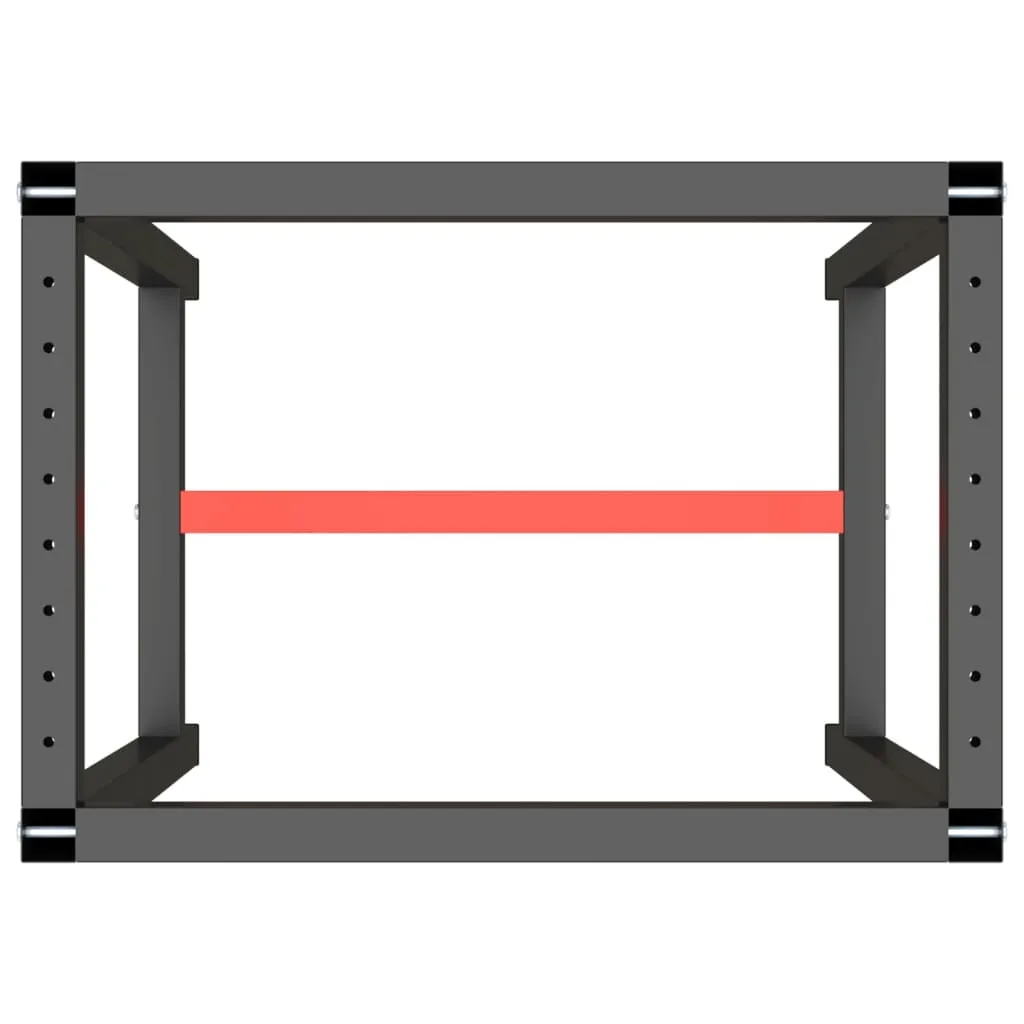 Work Bench Frame Matte Black and Matte Red 70x50x79 cm Metal